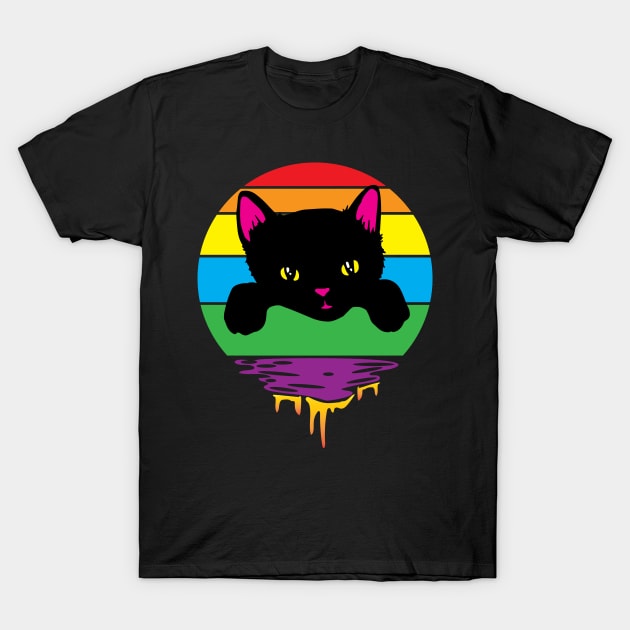 Rainbow Sunset Kitten T-Shirt by Shawnsonart